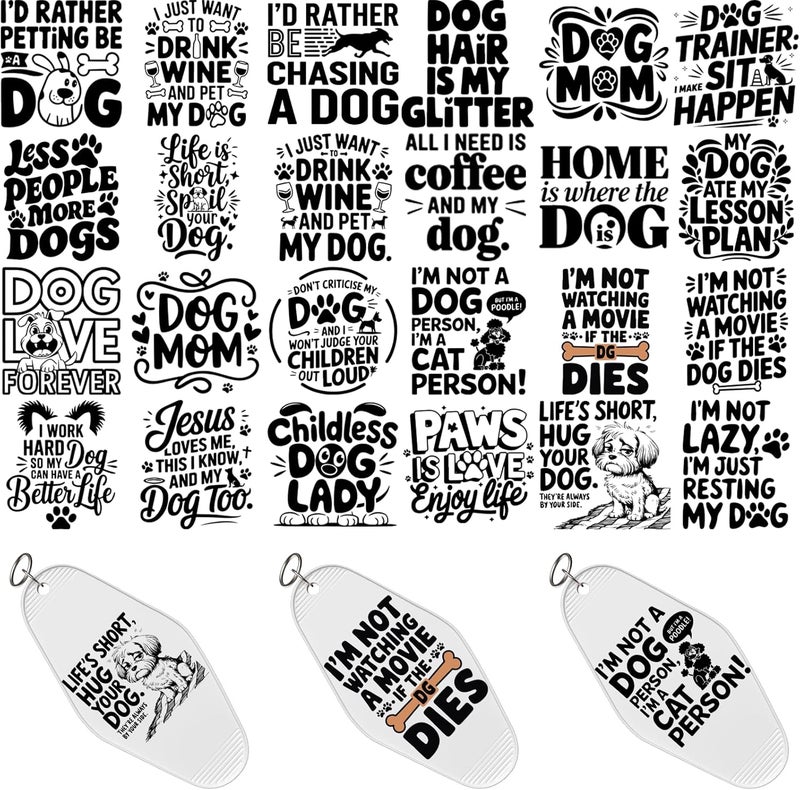 CHNVICK 48PCS UV DTF Keychain Transfer, Dog Proverbs UV DTF wrap with Bright Colors and Beautiful Design for Keychain, Laptop, Greeting Card Decoration - Image 1